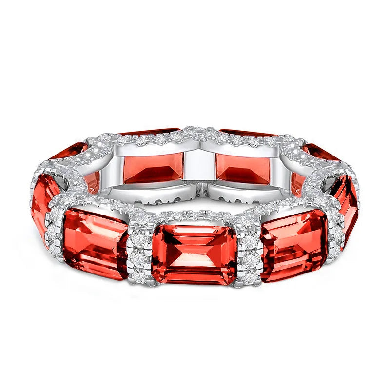 MuShan Jewelry Factory New Emerald Lined Ring S925 Pure Silver Ring Female Niche Design Silver High Carbon Diamond Jewelry
