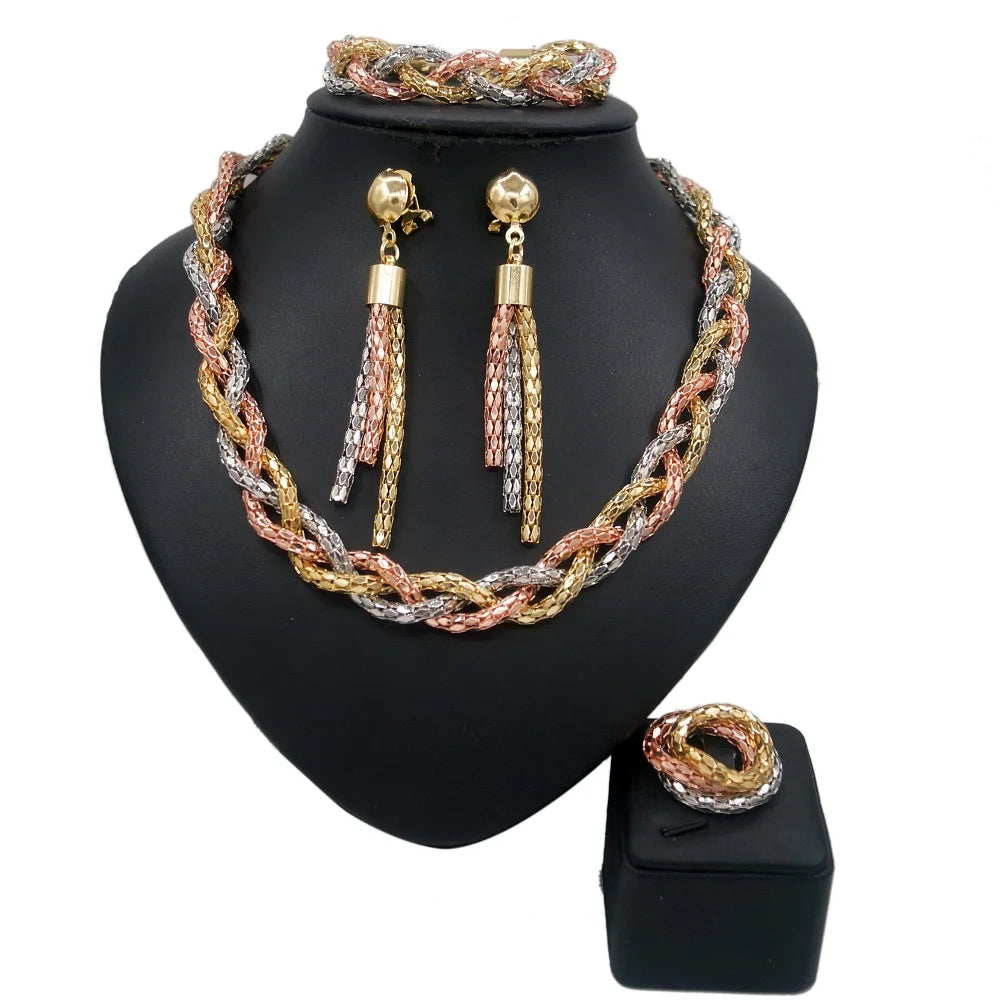 Zhuerrui Mother's Day Gift High Quality 18K Gold Plated MOM Jewelry Set Latest Italian Costume Simple Bridal Jewelry Sets HA0027