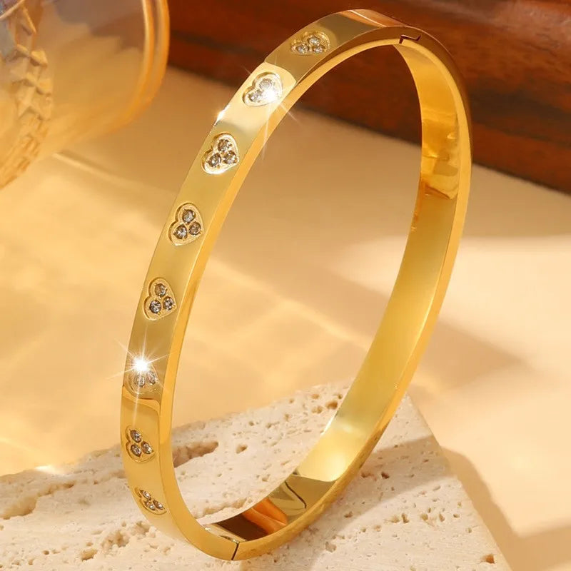 REBEL Stainless Inoxydable Stainless Steel 18K Gold Plated Roman Women Fashion Jewelry Bracelets Bangles