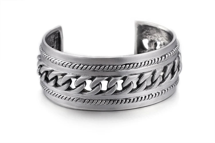 KALAEN Stainless Steel Brushed Matte Link Chain Bangles for Men