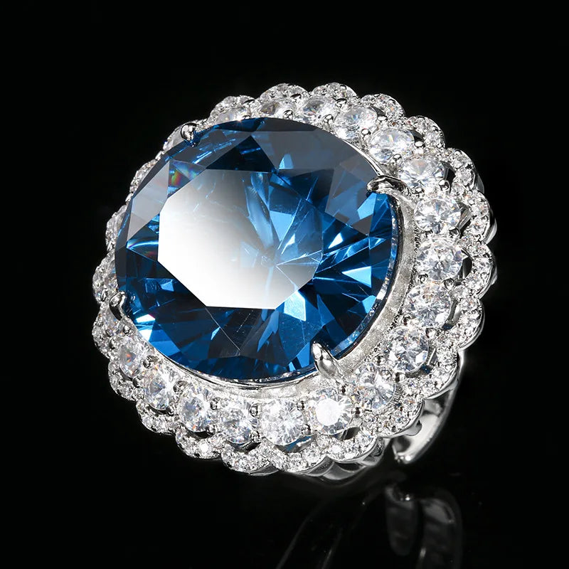 Gemfiori Luxurious Exquisite Petal Bridal Necklace Ring Wedding Dress Accessories Women's Fashion Shining Zircon Design Jewelry Set