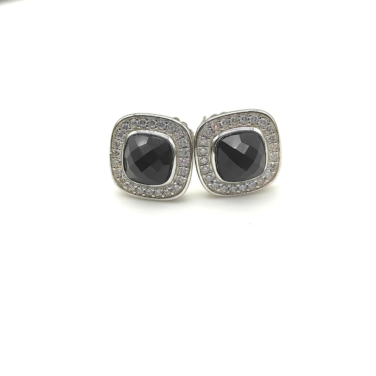 Gemfiori FASHIONISTA DY High-Quality Silver-Plated 7mm Square Diamond Stud Earrings. Gold-Plated 7mm Colored Gemstone Stud Earrings. Jewelry