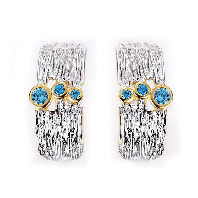 Fashion Design 925 Sterling Silver Pendant Earrings with Zircon Rhodium & 18K Gold Plated for Women