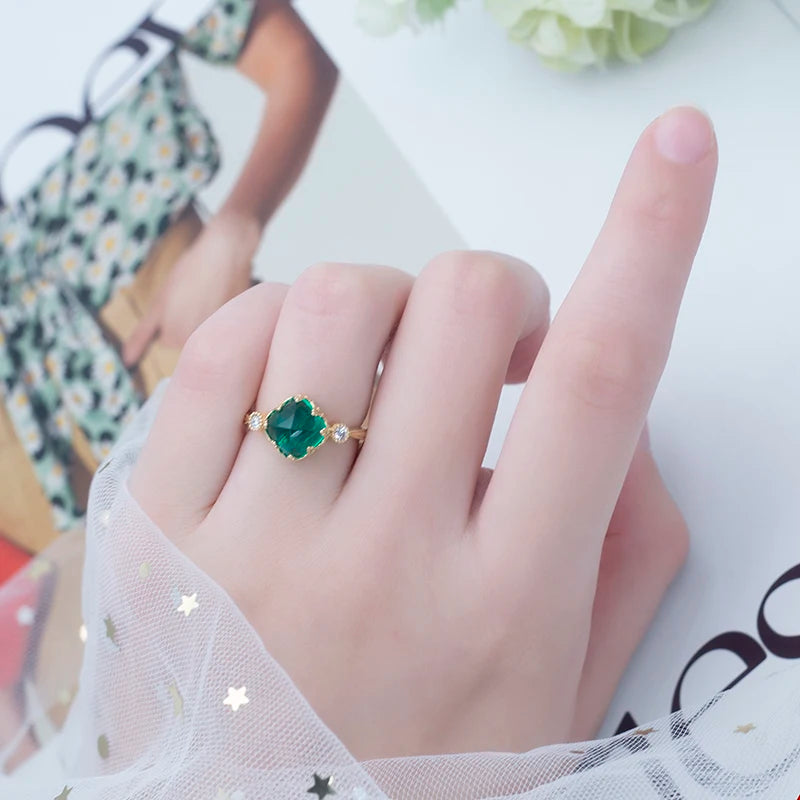 Messi Jewelry MSR-666 18k  Yellow Gold Sugar Loaf Cut Lab Grown Emerald