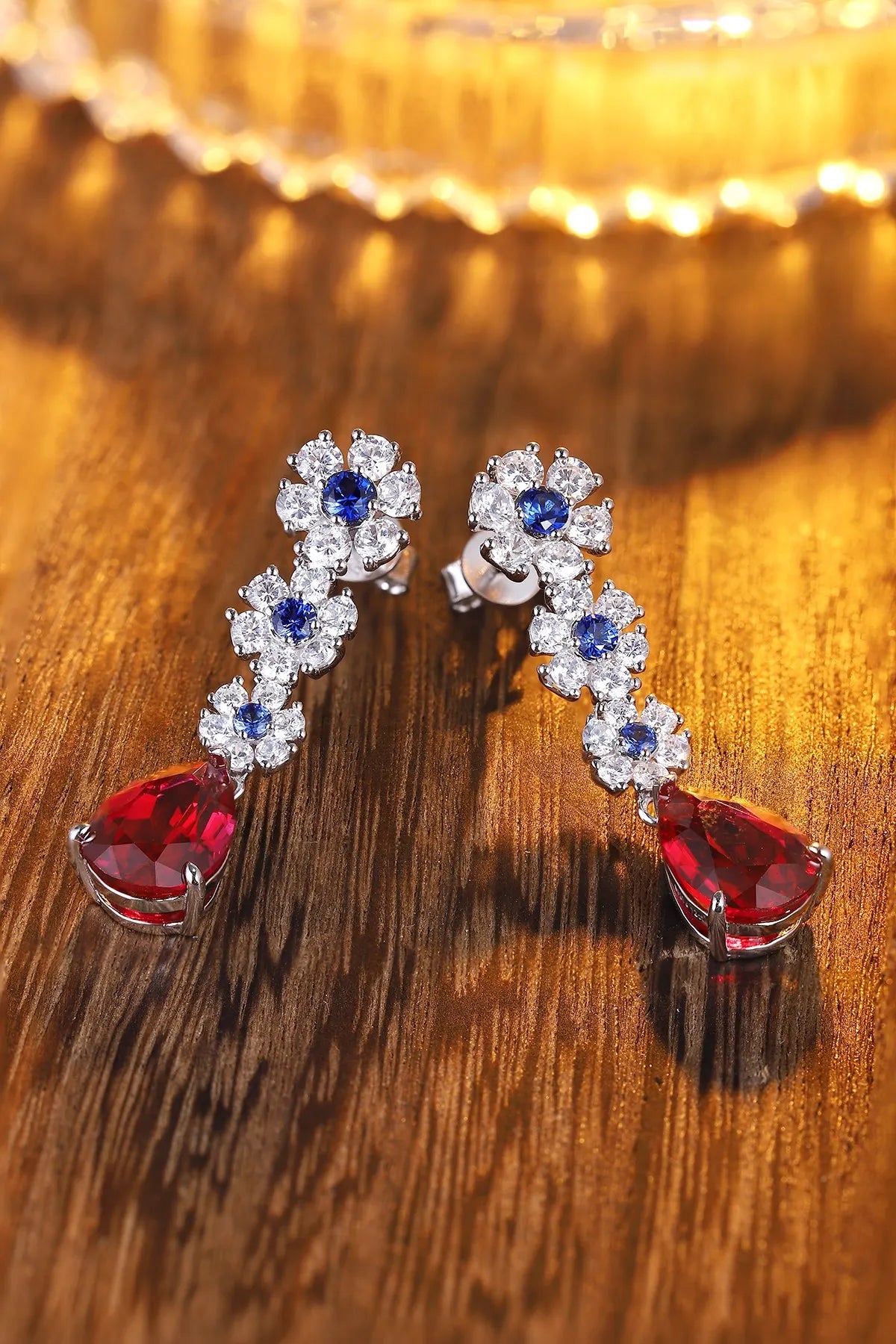 Gemfiori Anster High Quality S925 Lab Grown Ruby Earring Stud Dainty Gemstone Stud Earrings for Women Daily Wear Gift