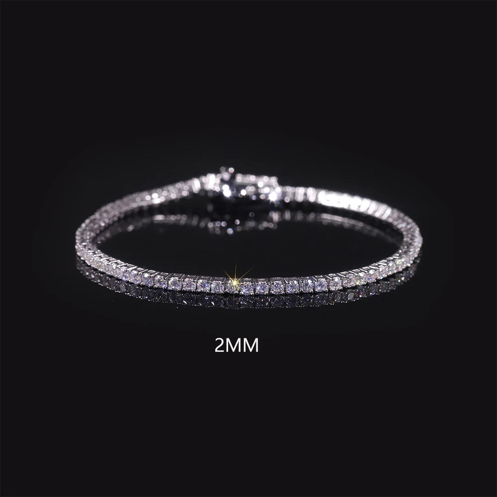 Gemfiori Iced Out D Color VVS 925 Sterling Silver 2MM 3MM 4MM 5MM 6.5MM Moissanite Diamond Necklace Tennis Chain for Men Women