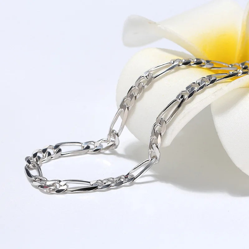 BiG-BOSS 2026 Trendy Style Hot New 3.3mm 925 Sterling Silver Figaro Chain Necklace Diamond Cut Link Chain for Women and Men