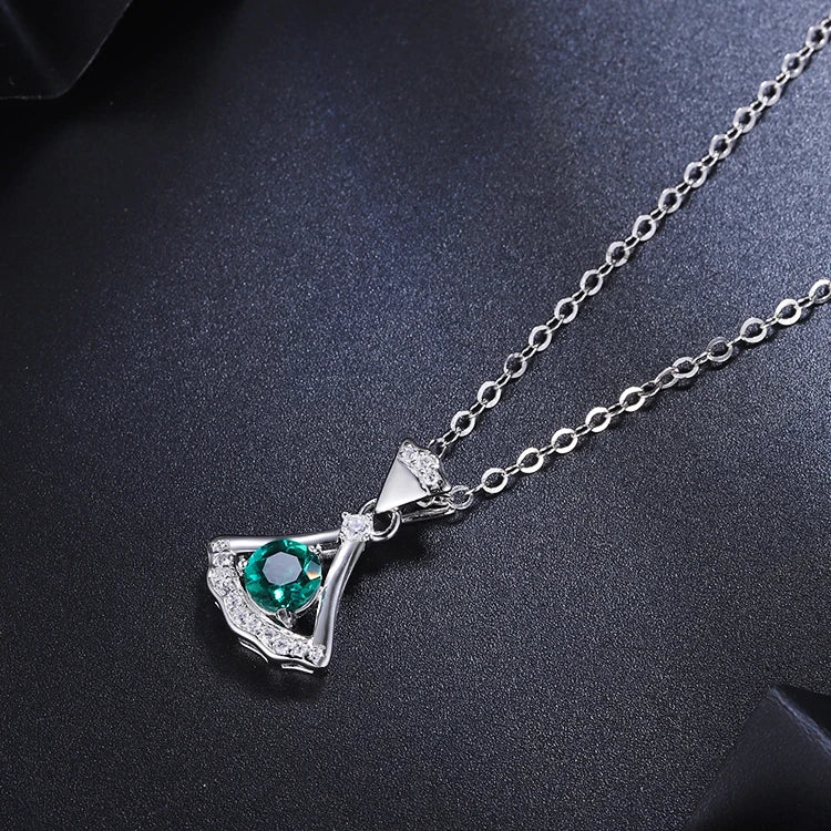 Gemfiori Fine Jewelry 925 Sterling Silver Necklace Solid Silver Link Chain Necklace Personalized Sets Birth Stone Loose Gemstone