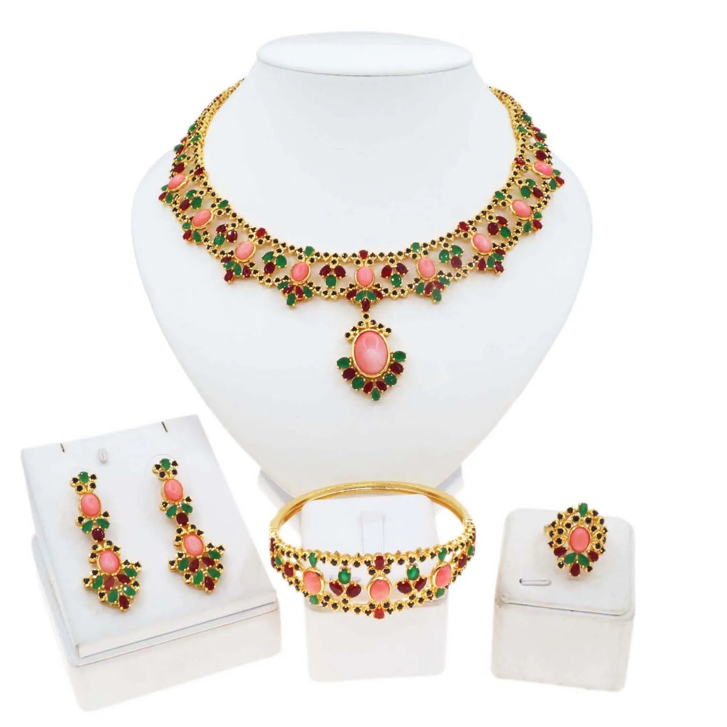 Zhuerrui Luxury Cubic Zirconia Jewelry Sets 5A Top Diamond Electroplated 4 Layers Thickened Gold Pebbles Jewelry Set HZ23072191