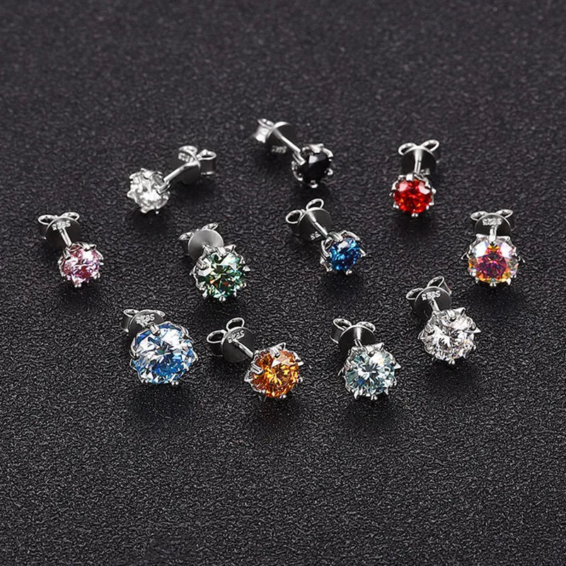 ArtistA Factory Jewelry 0.3-1CT Sparkling Round Moissanite Snowflake-Claw-Set Butterfly-Clutch 925 Silver Everyday Elegance Stud Earring