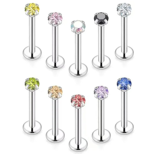 S&S ASTM F136 Titanium Opal Labret Stud | Silver | 1.2×8mm