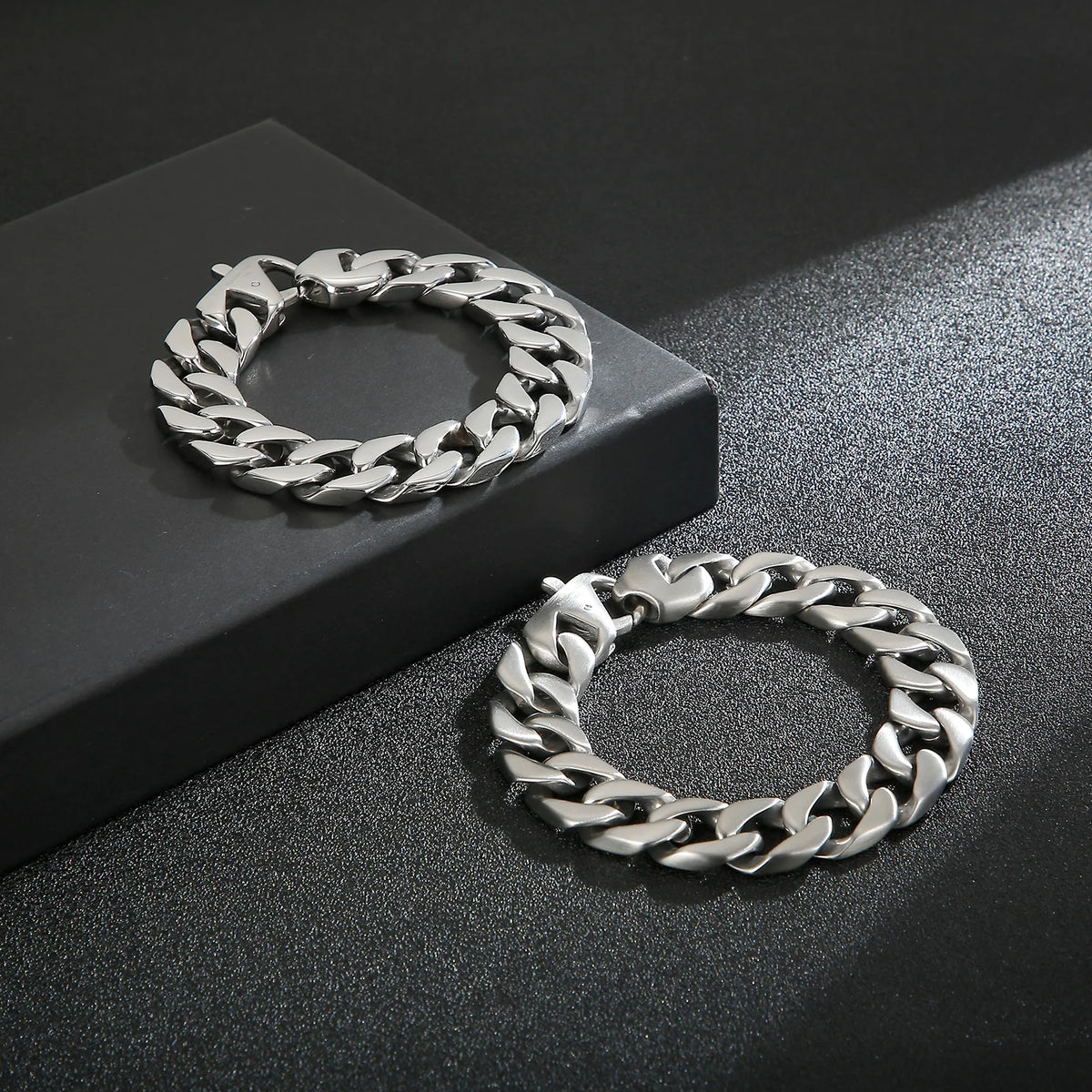 REBEL VIKING Cuff Chain Bracelet – 316L Stainless Steel Unisex Silver Bangle