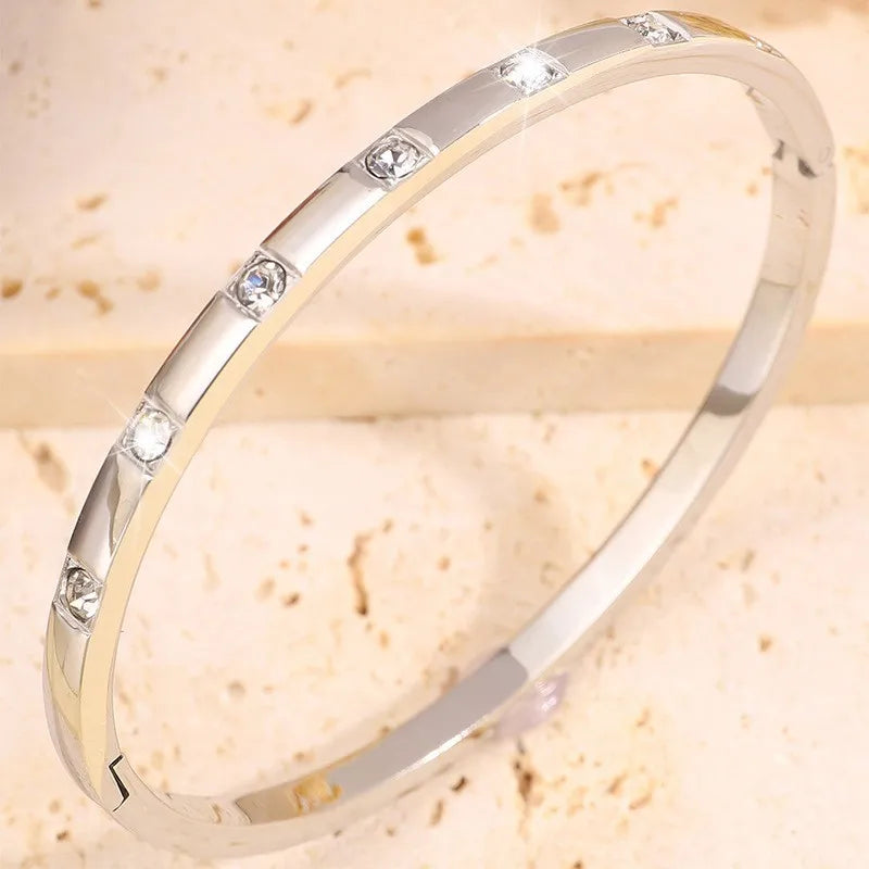 REBEL Stainless Inoxydable Stainless Steel 18K Gold Plated Roman Women Fashion Jewelry Bracelets Bangles