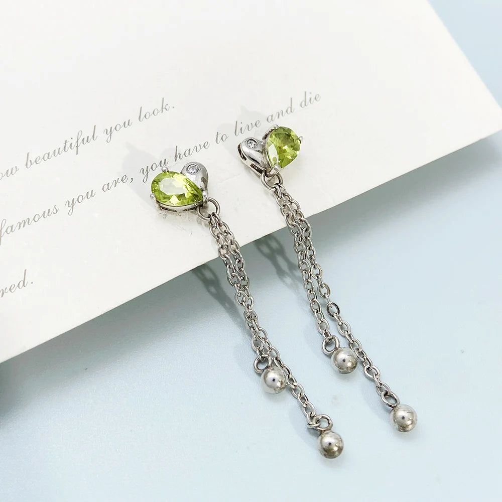 Gioiellieri Natural Peridot Drop Earrings with Sterling Silver 925 Jewelry for Women Fine Jewelry Fashion Accessories Wedding Gift