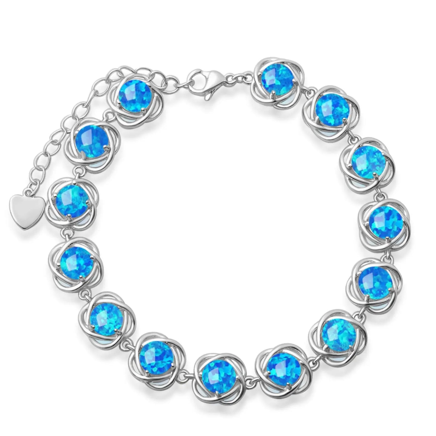 Trendy Brass Beaded Opal Inlaid Christian Bracelet Hawaiian Style Egg & Flower Design Silver Plated Fashion Accessories Bulk