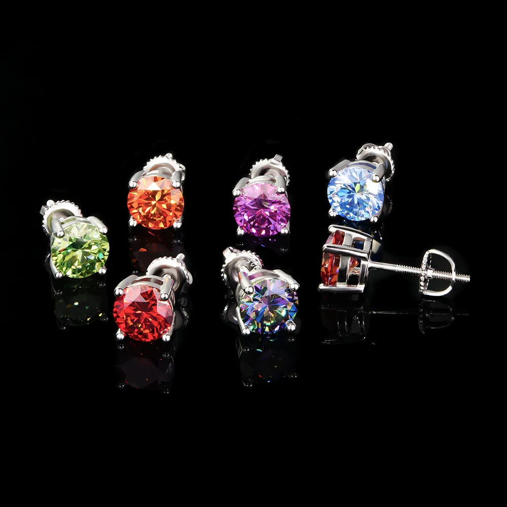 Spot Wholesale Bulk Trendy Fine Jewelry 925 Silver Color Vvs Diamond Moissanite Mossanite Screw Back Stud Earrings for Men Women