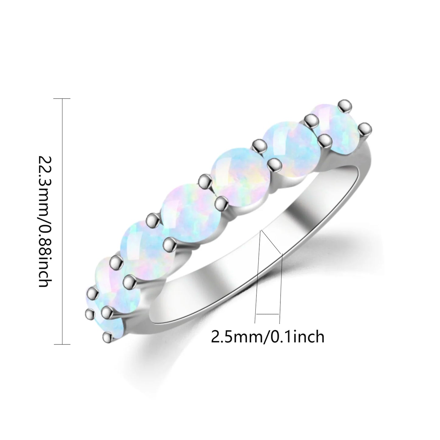 Elegant Circle Diamond Design Opal Promise Ring - Iridescent Opal & CZ Paved Band | Romantic Daily Jewelry Bulk Gifts