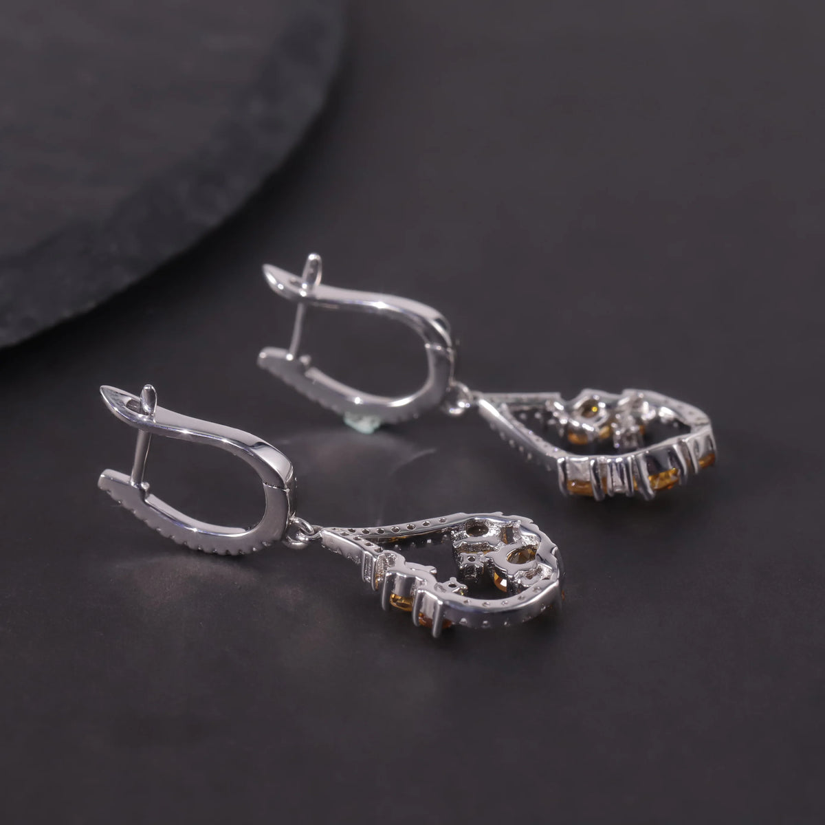S&S Natural Citrine & White CZ Fine Jewellery Set | 925 Silver Rhodium Plated | Oval Cut | S&S Collection