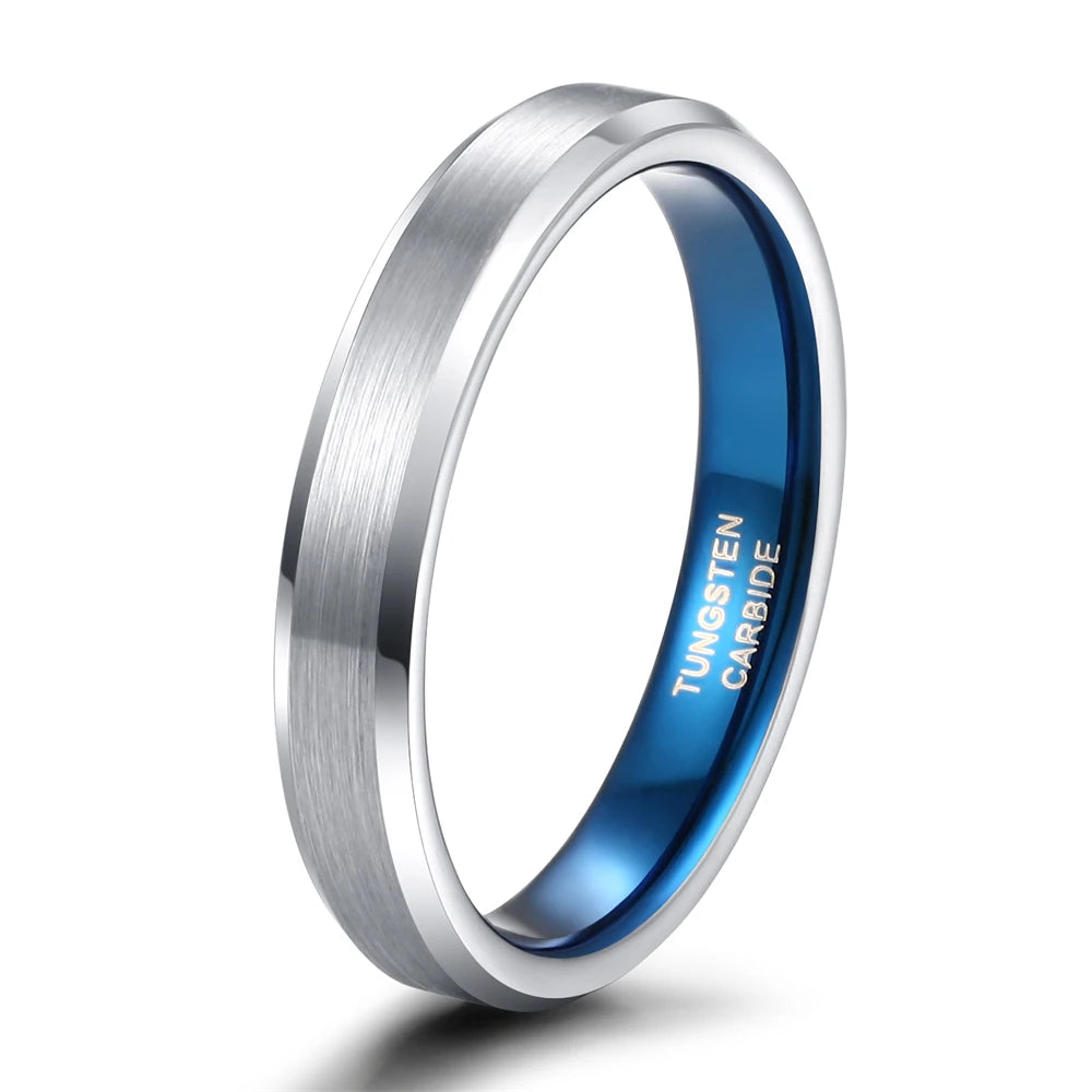 REBEL Blue-Plated Brushed Tungsten Carbide Ring