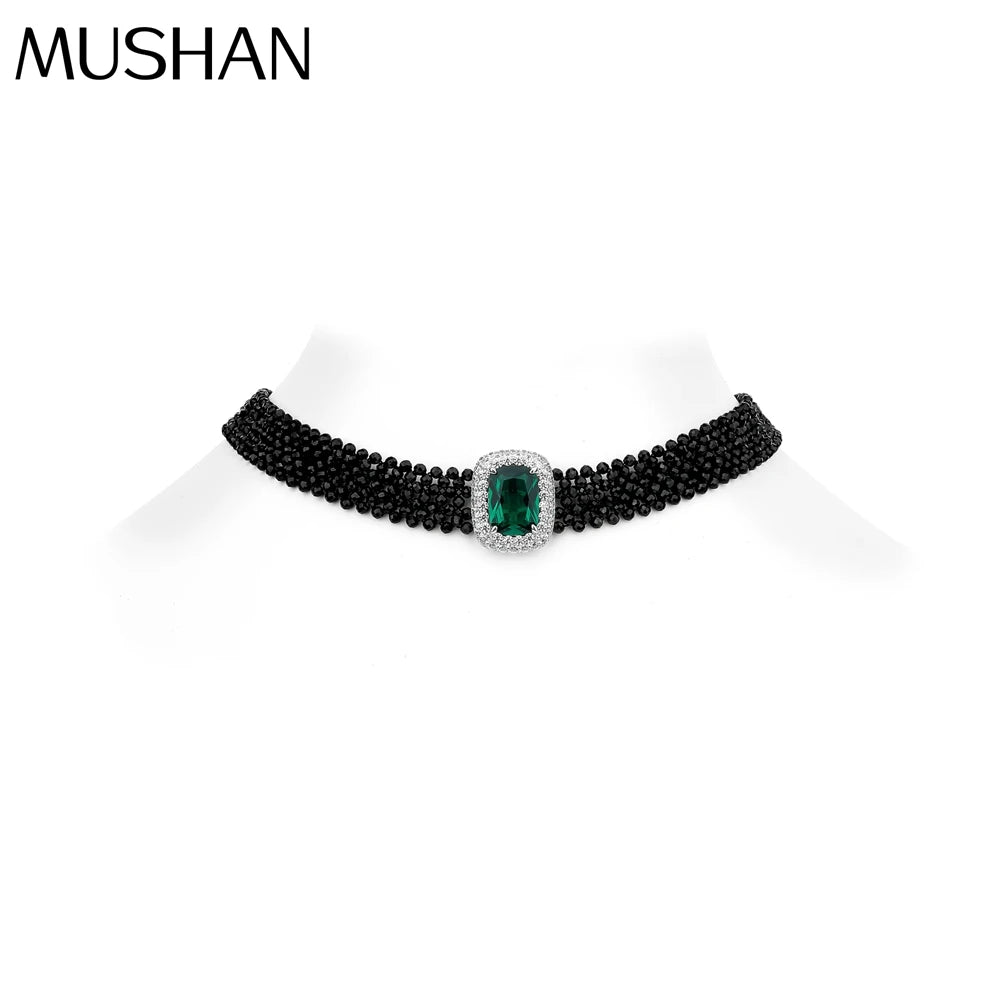 MUSHAN Jewelry Factory S925 Sterling Silver Black Spinel Woven Multi Layer Necklace European and American Jewelry for Women