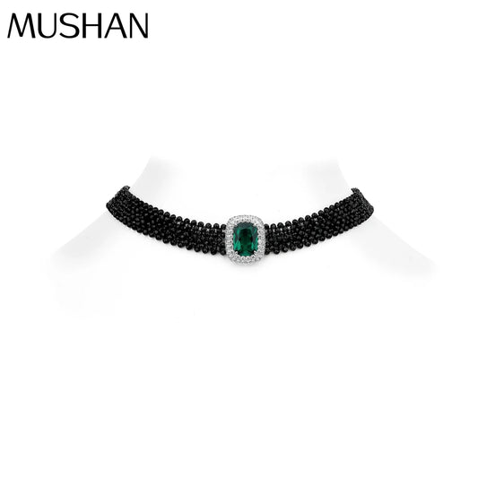 MUSHAN Jewelry Factory S925 Sterling Silver Black Spinel Woven Multi Layer Necklace European and American Jewelry for Women