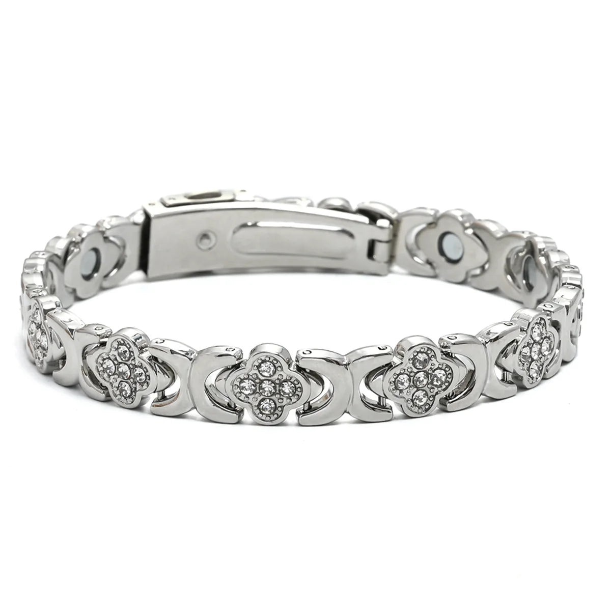 Euro-American Cross-border Hot-selling Magnetic Bracelet Stylish Luxury Lucky Clover Design Kevlar Natural Stone Single-Row