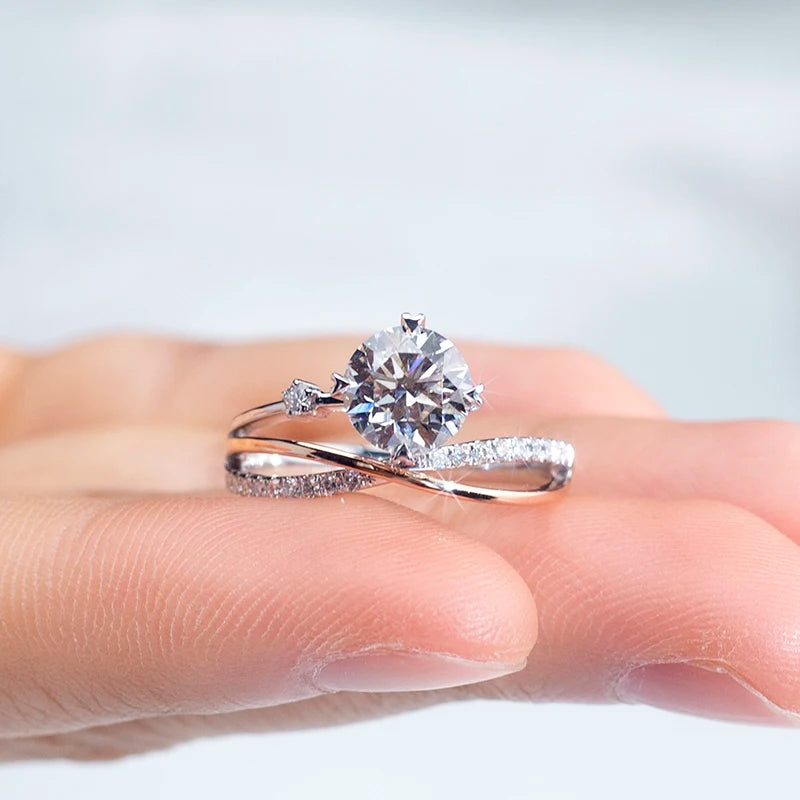Gemfiori MSR-1513 18K White Gold 1.5ct D VS1 Round Cut Lab Diamond IGI Certification Luxury Engagement Ring Lab Grown Diamond Ring