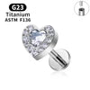 G23 Titanium Triangle Heart Fox Tragus Cartilage Helix Daith Piercing Stud Earrings for Women 16G CZ Ear Stud Pierc Body Jewelry