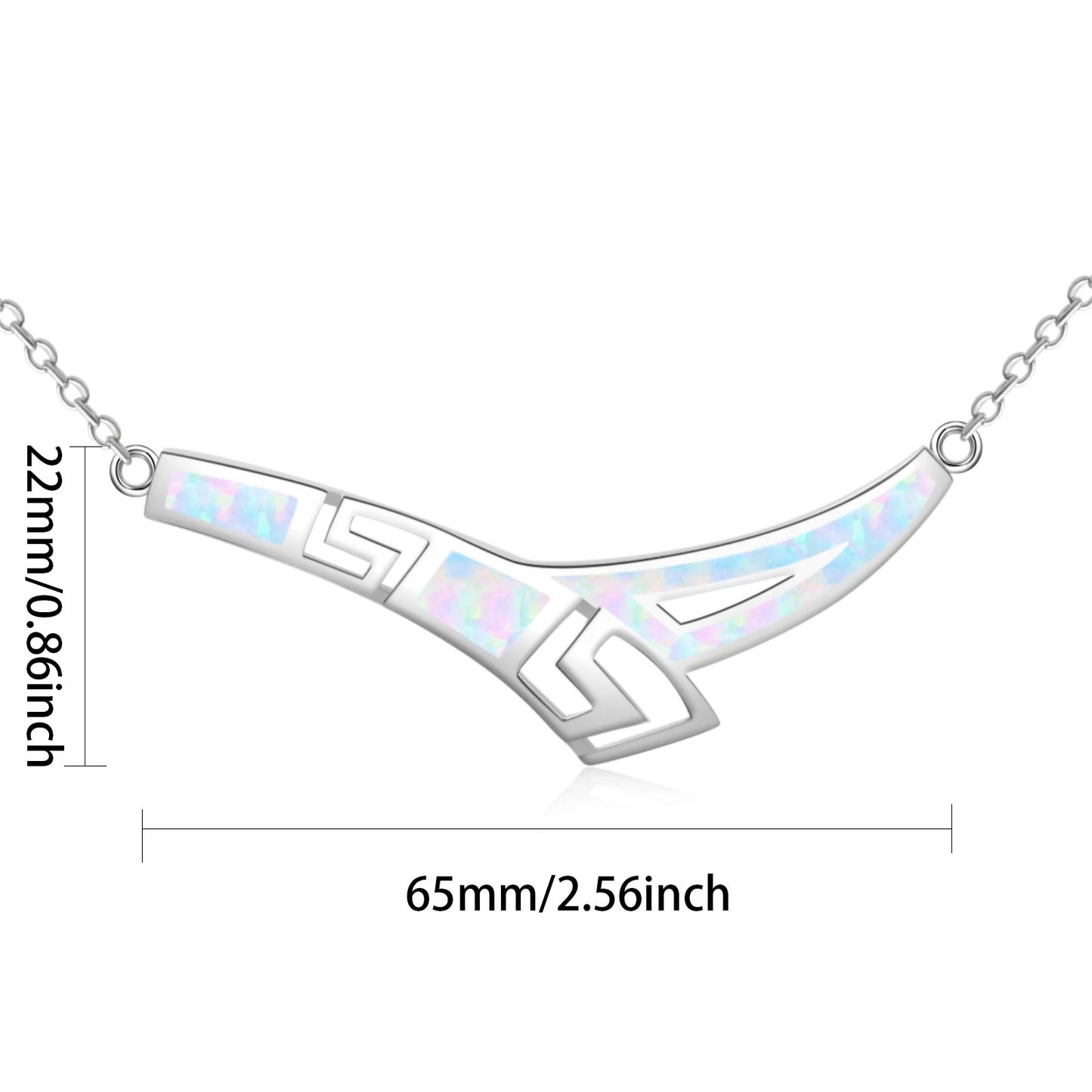Aobao Christian Silver Plated Copper Link Chain Long Sweater Necklace with Geometric Design Minimalist Opal Stone Women's Gift