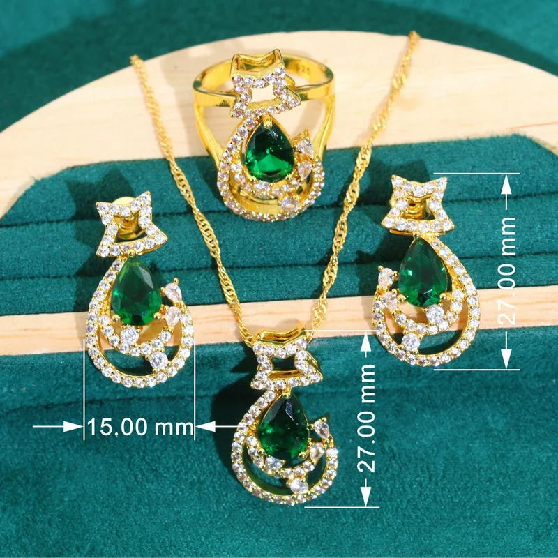 XOTICA Personalized Classic Gold Color Women's Jewelry Set for Wedding Engagement Birthday Featuring Zircon Earrings Ring Bracelet