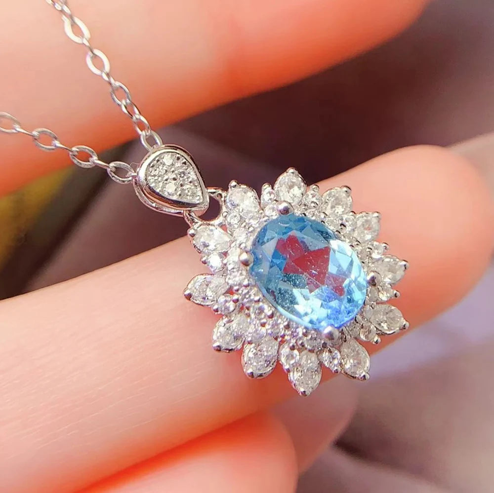 Gioiellieri Modern Minimalist 925 Sterling Silver Rhodium Plated Luxury Solitaire Fireworks Cutting Natural Crystal Pendant Necklace for