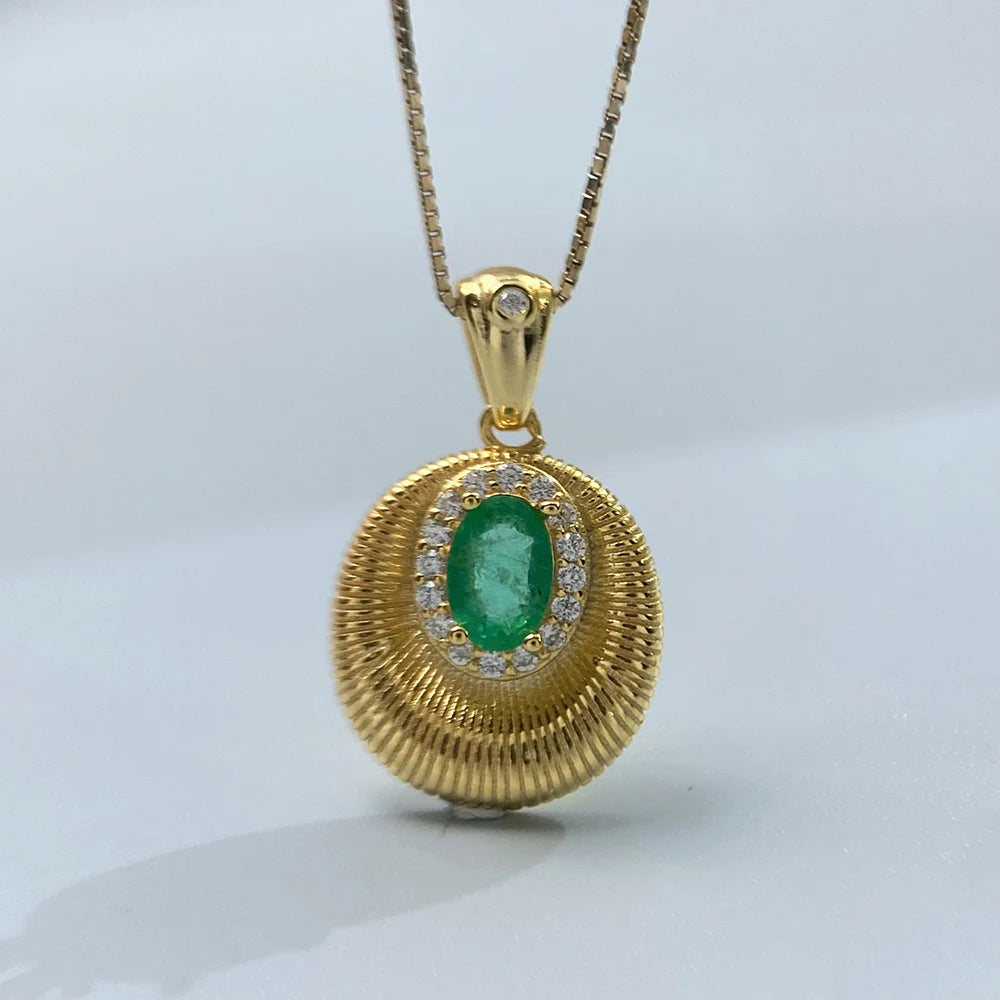Gioiellieri Real Emerald Pendant Necklace with Natural Green Gemstone 925 Sterling Silver for Women May Birthstone Fine Jewelry Fashion Gift