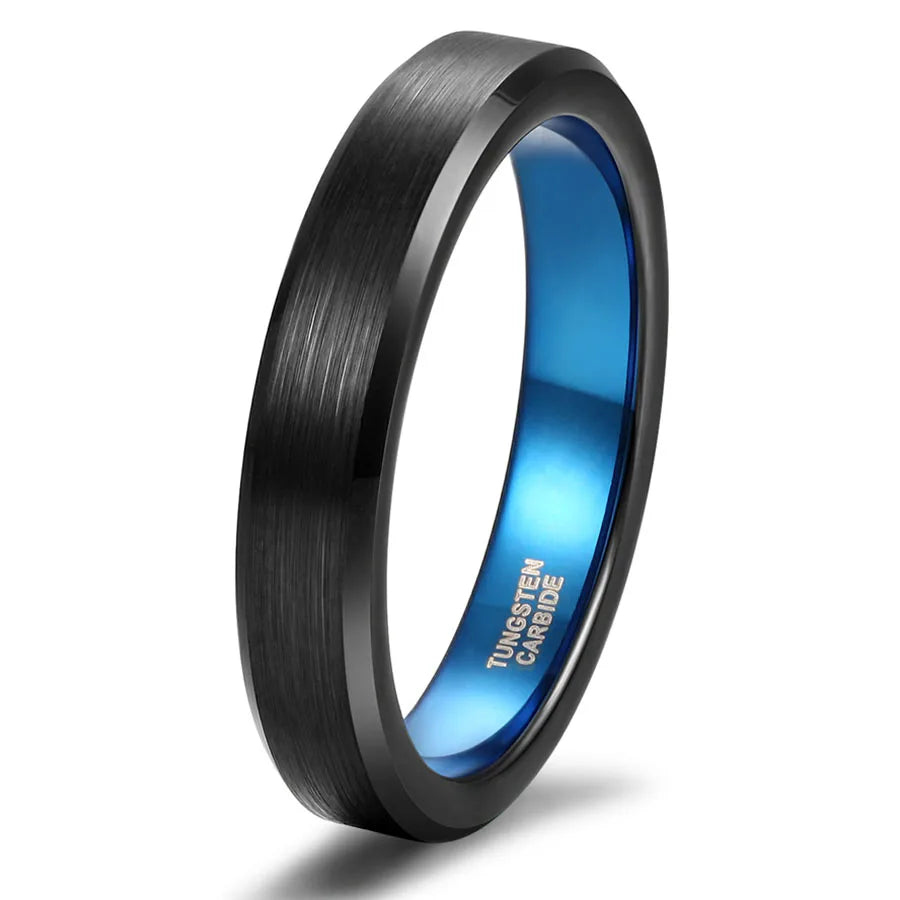 REBEL Blue-Plated Brushed Tungsten Carbide Ring