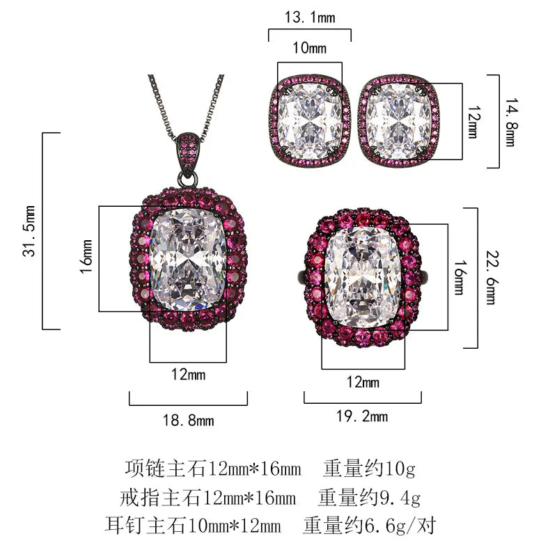 REDheart Copper Inlaid Zircon Plated Gold Plated Pearl Bird's Nest Cut Trendy Women's Wedding Pendant Necklace Set