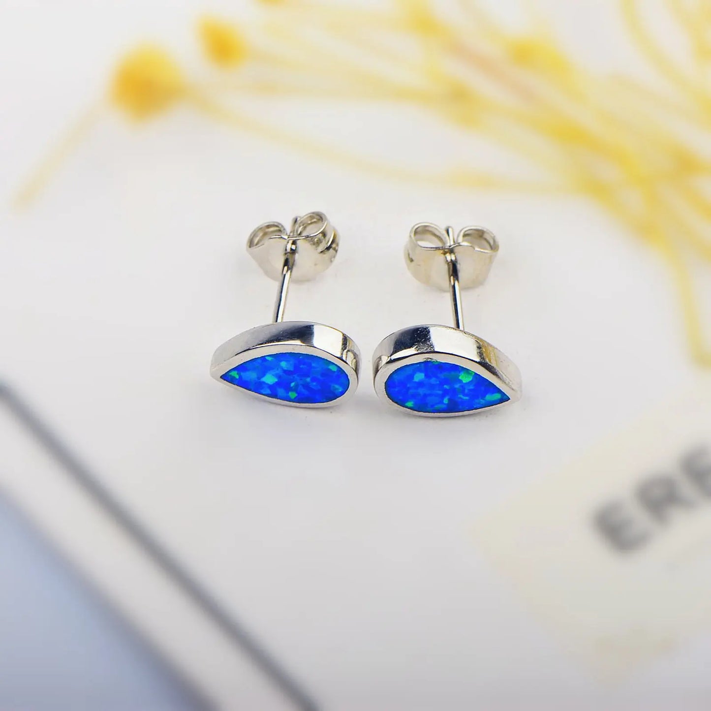 Dainty Blue Opal Teardrop Earrings  Cute Fairy Inspired Jewelry Bulk Supply for Women