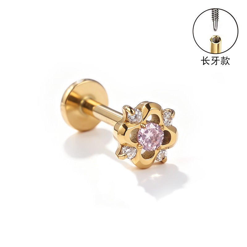 S&S ASTM F136 Titanium Zircon Helix Cartilage Stud | Gold | 31 Designs