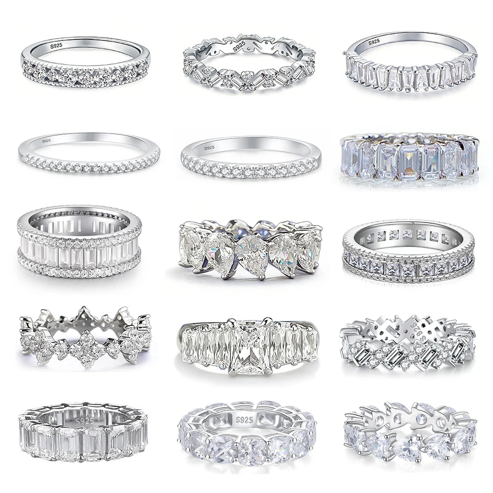 Wholesale Bulk Women 925 Sterling Silver Zirconia Moissanite Wedding Band Engagement Rings Fine Jewelry OEM ODM Manufacturer