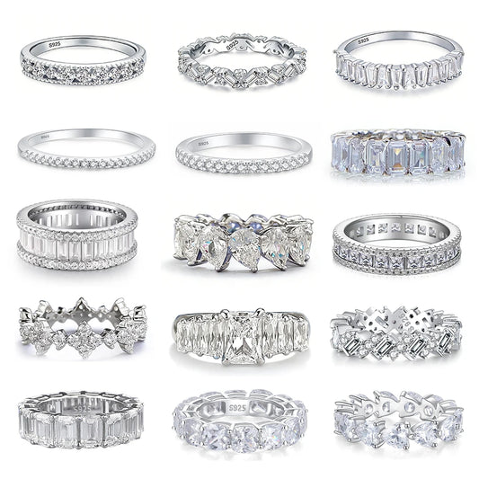 Wholesale Bulk Women 925 Sterling Silver Zirconia Moissanite Wedding Band Engagement Rings Fine Jewelry OEM ODM Manufacturer