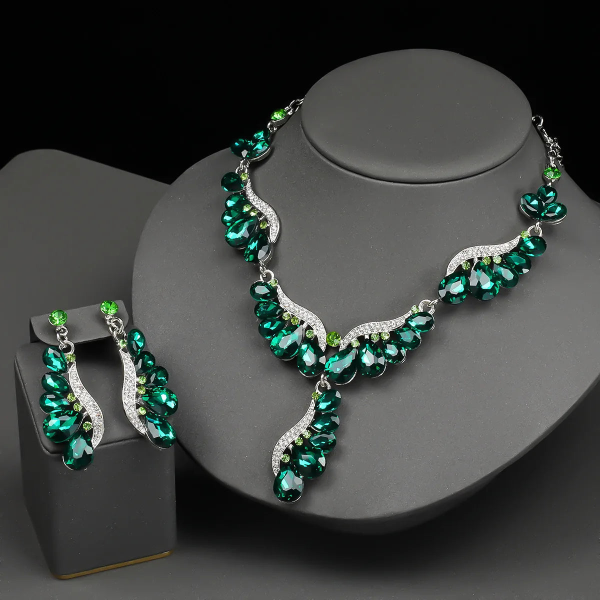 Multi-Colour Crystal Gemstone Drop Jewellery Set
