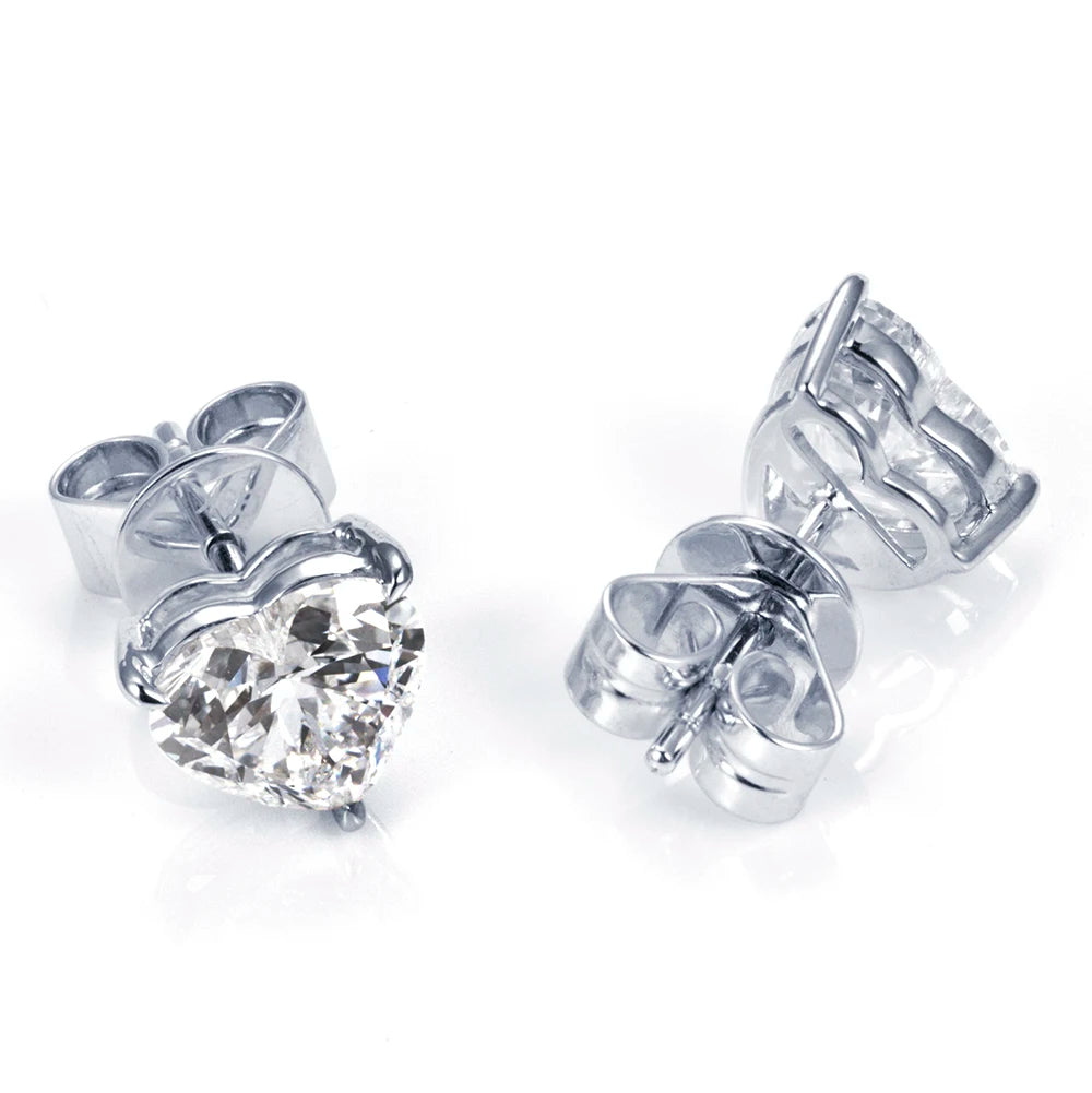 Gemfiori MSE-819 9K Gold With 1ct Loose Lab Grown Diamond Heart Cut Solitaire Earring Hop Sale Gold Gemfiori Promotion Price