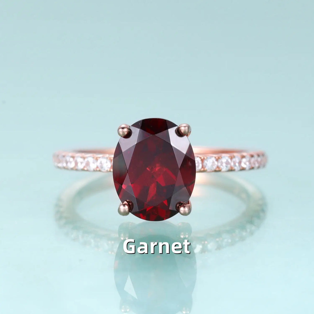 Gemfiori Natural Gemstone Big Main Stone Oval Cut 8*10MM 925 Sterling Silver Women Jewelry Ring Garnet Amethyst Sky Blue Topaz Ring