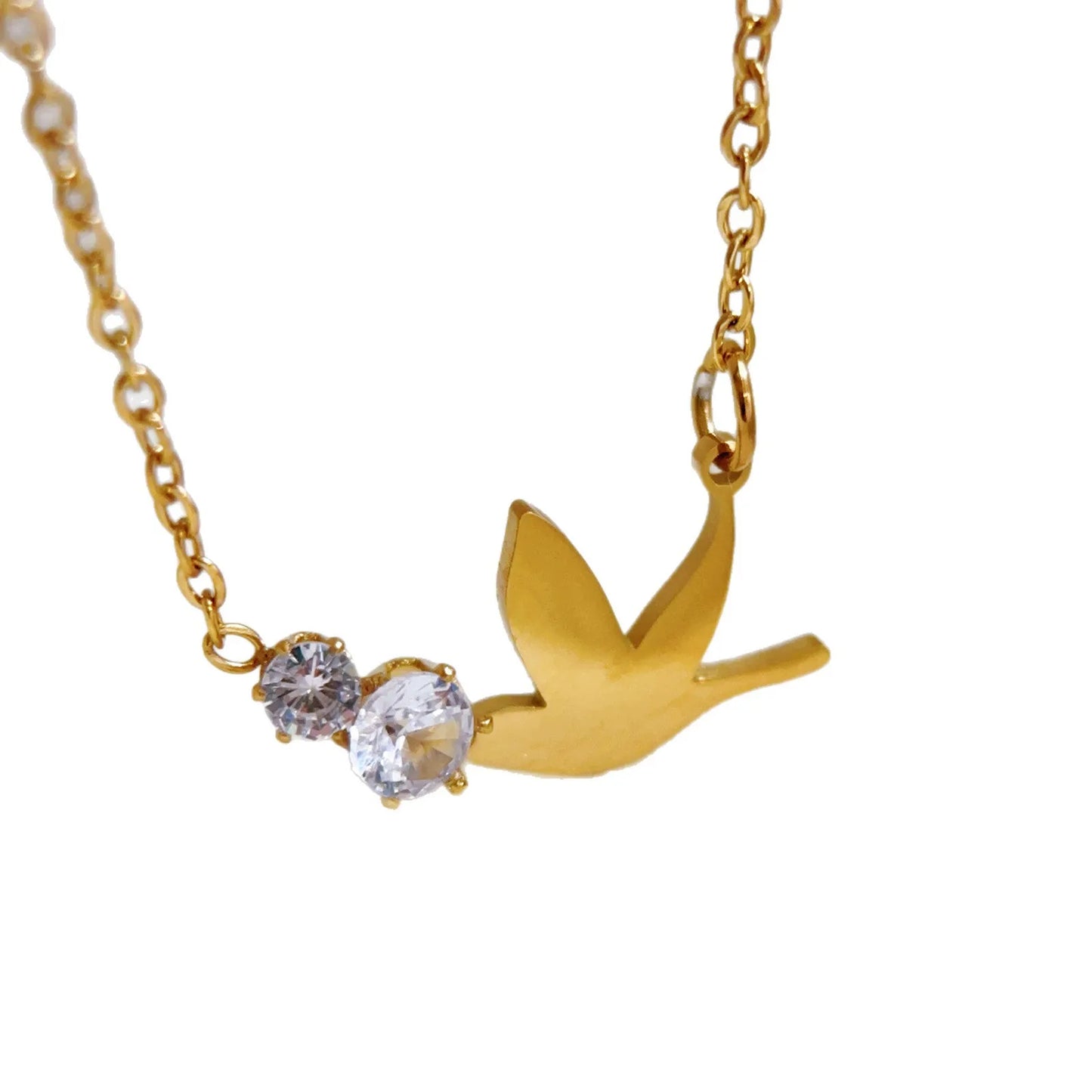Trendy Dove Pendant Necklace Women's Zircon Copper Bamboo New Niche-Style Fashionable Premium Elegant Versatile Subtly Luxurious