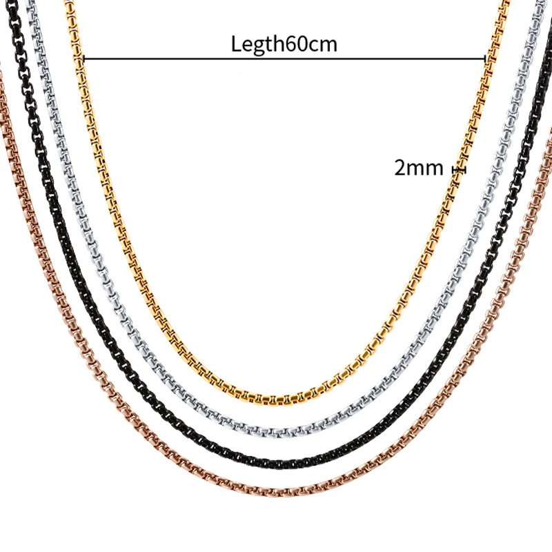 REBEL 18K Gold Plated Stainless Steel Link Chain Necklace for Men Women Black Rose Gold Color Waterproof Jewelry Simple Necklace