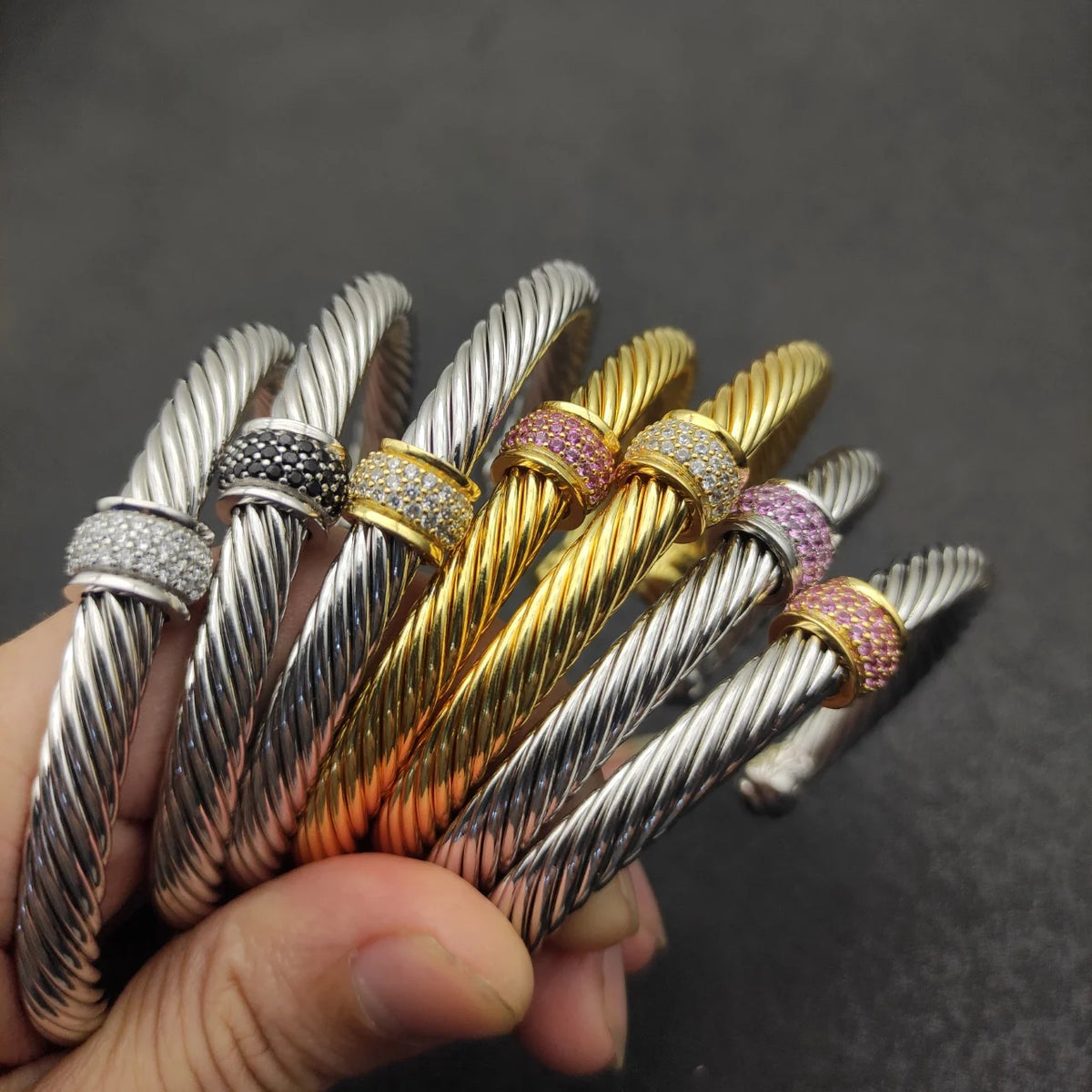 FASHIONISTA DY High-Quality 7mm Silver-Plated Diamond Fashion Bracelet, Fashionable Silver-Plated Colored Gemstone Bangle, Jewelry