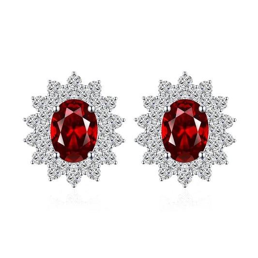 SILVERELLI Oval Colour Zircon Stud Earrings | 925 Sterling Silver | Multi-Plated