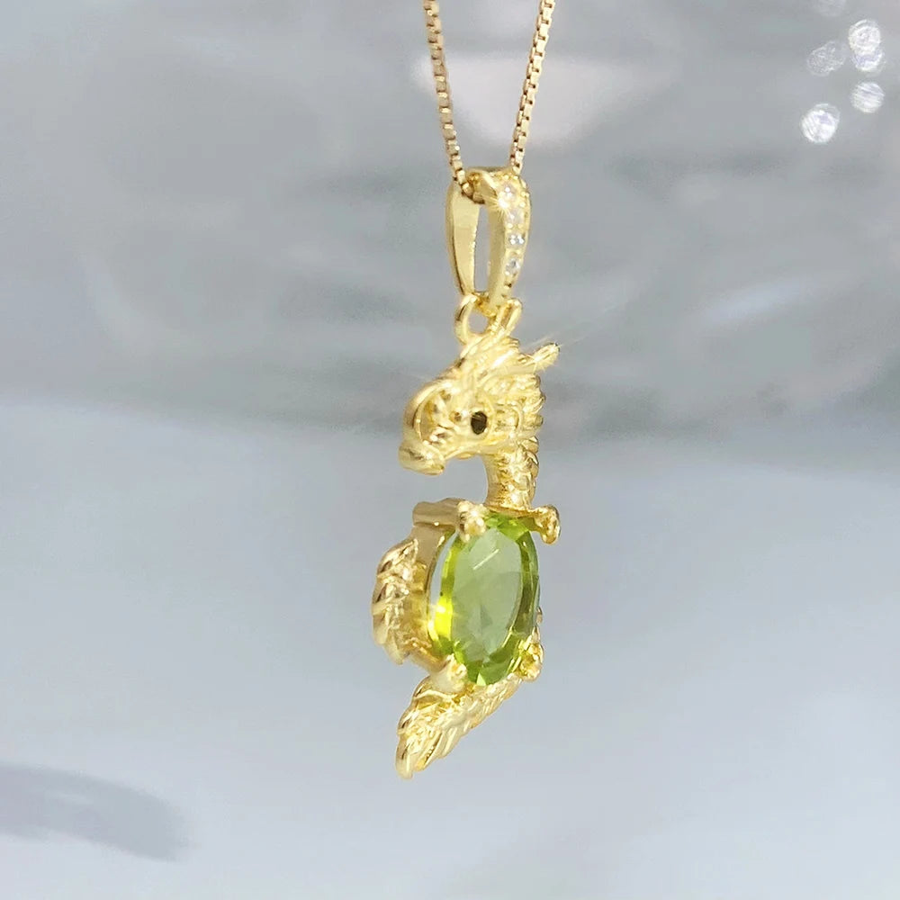 Gioiellieri Luxury Peridot Pendant with S925 Sterling Silver Natural Green Gemstone Fine Jewelry for Wedding Anniversary Gift 925 Stamped