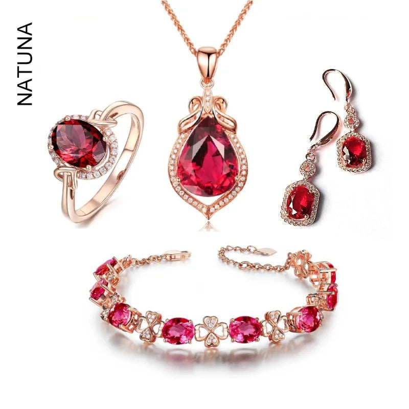S&S 925 Silver Luxury Designer Jewellery Set – Zircon Necklace, Earrings, Ring & Bracelet – SGS Certified – Collection