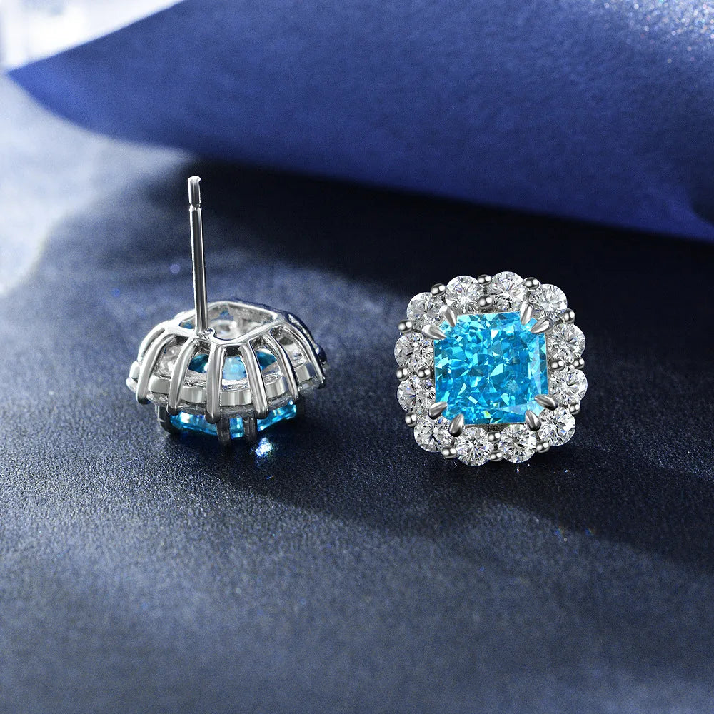 MUSHAN Jewelry Factory 2ct High Carbon Diamond Stud Earrings of Same Style As Live Broadcast 925 With Simple 7*7 Design