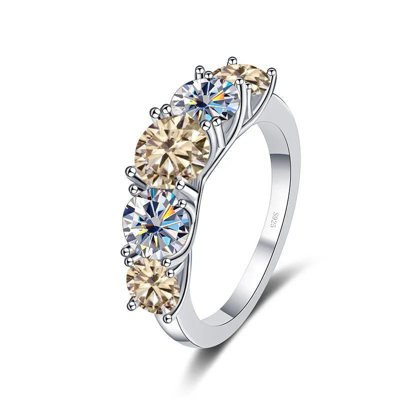 Fine 3.6CT VVS1 D Moissanite Row Rings 925 Sterling Silver Jewelry Pass Diamond Tester Colored Moissanite Rings for Women
