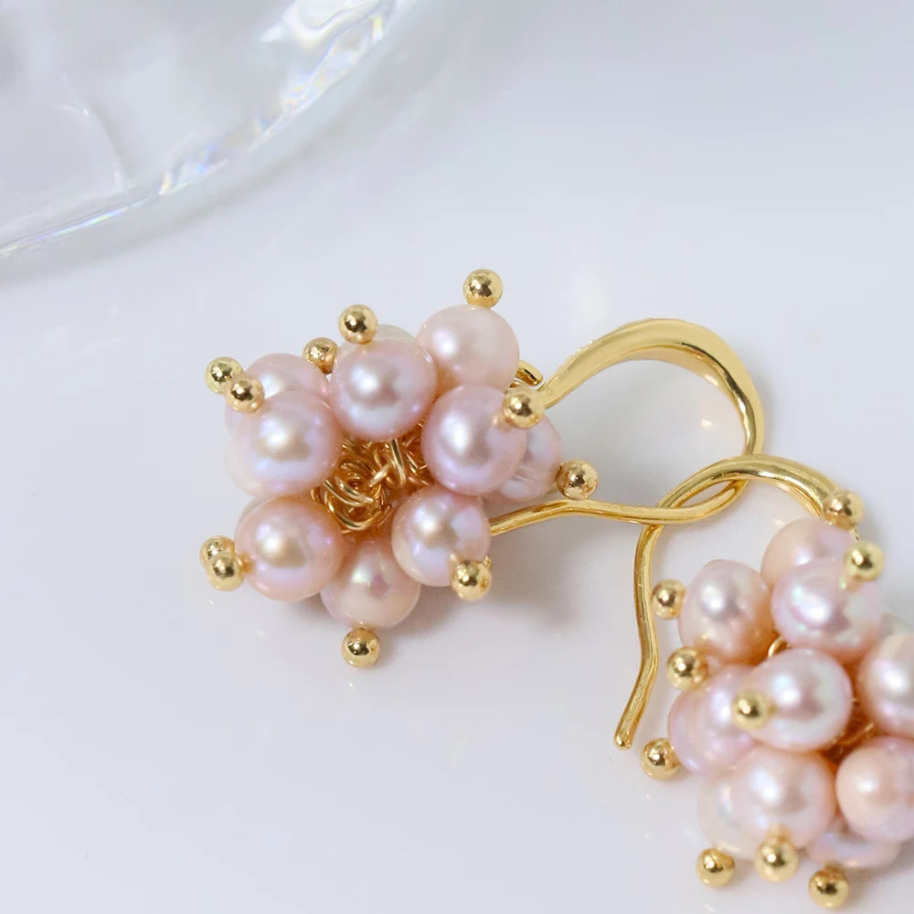Natural Freshwater Pearl Baby Pearl Berry Earrings Korean Women's Luxury Jewelry Fashion Women's and Girls' Gifts GE1563